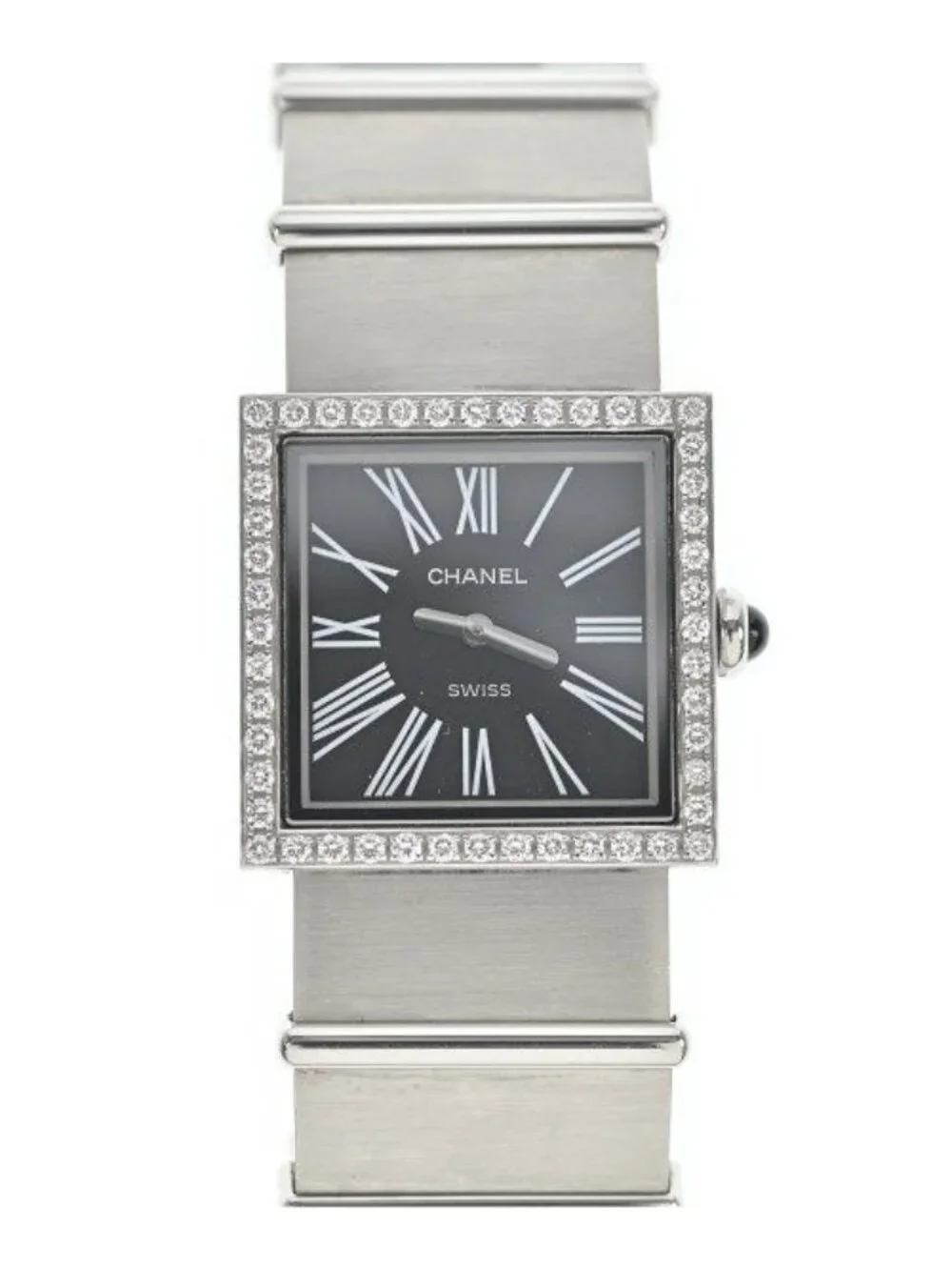 Chanel H Mademoiselle Stainless Steel Diamond Quartz Watch Silver